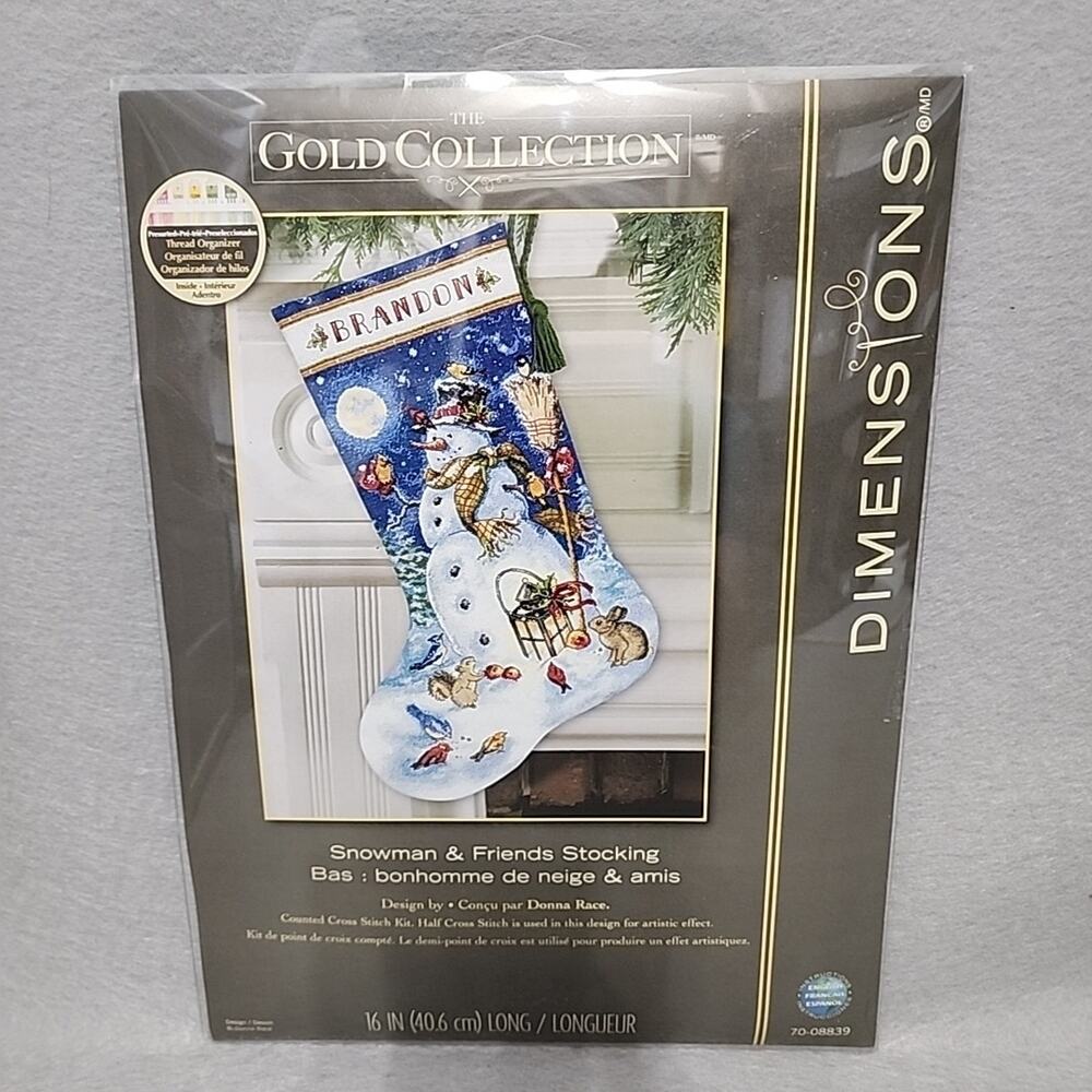 Dimensions SNOWMAN & FRIENDS 16in Christmas Stocking Cross Stitch Kit 70-08839